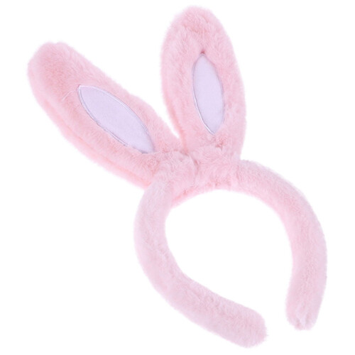 Mädchen-Stirnbänder mit rosa Plüsch-Hasenohren (1er-Pack)