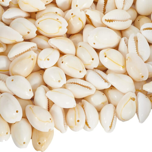Χάντρες Cowrie Shell Φυσικές Διπλές Τρύπες 100 τεμάχια