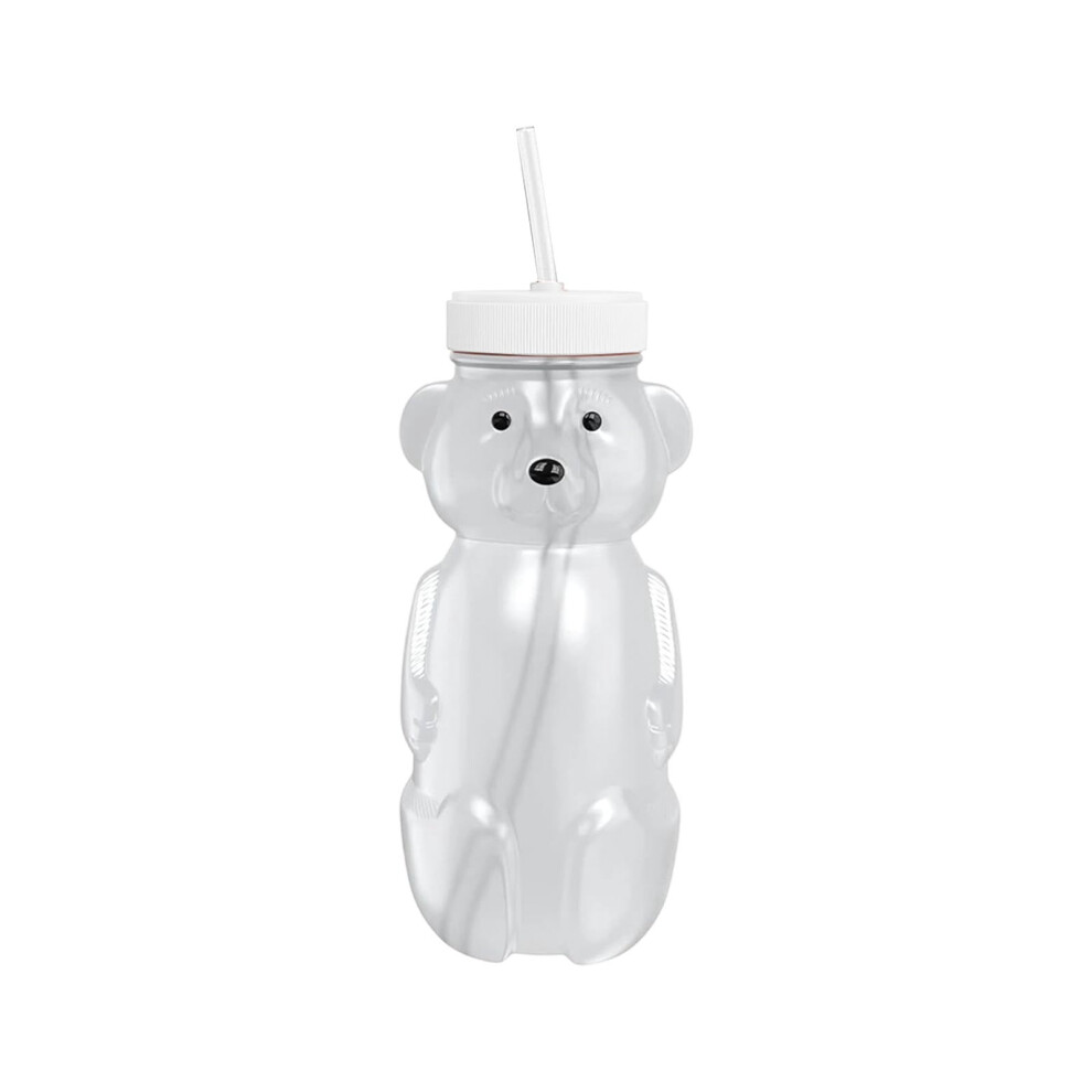 Honey Bear Straw Cup For Babies, 8Oz Baby Bottle Set With Lid And 3-Pack Learning Straw, Bpa-Free And Easy To Hold, Ideal For Kids, White