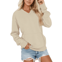 Fleece pullover sweatshirt blød termisk vintertøj hyggelig oversized rundhalset top med lommer for afslappet atletisk komfort
