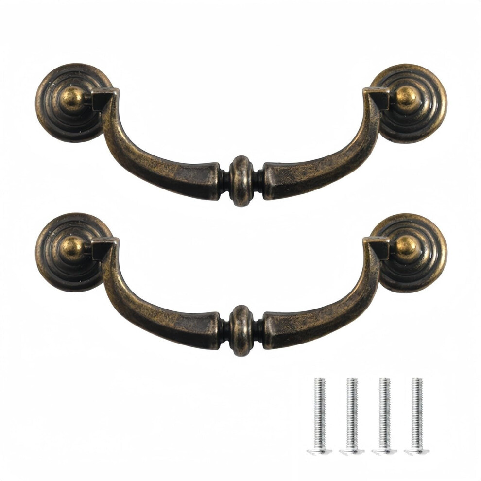 2 Pack 4 Inch Hole Center Vintage Cabinet Pulls Bronze Tone For Cupboard Chest Drawer Gate Pull Handle Cabinet Farmhouse Table Drawer 9178400114779