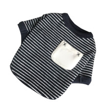 Dog Striped Cotton Shirt M Blue & White Breathable Puppy Clothes