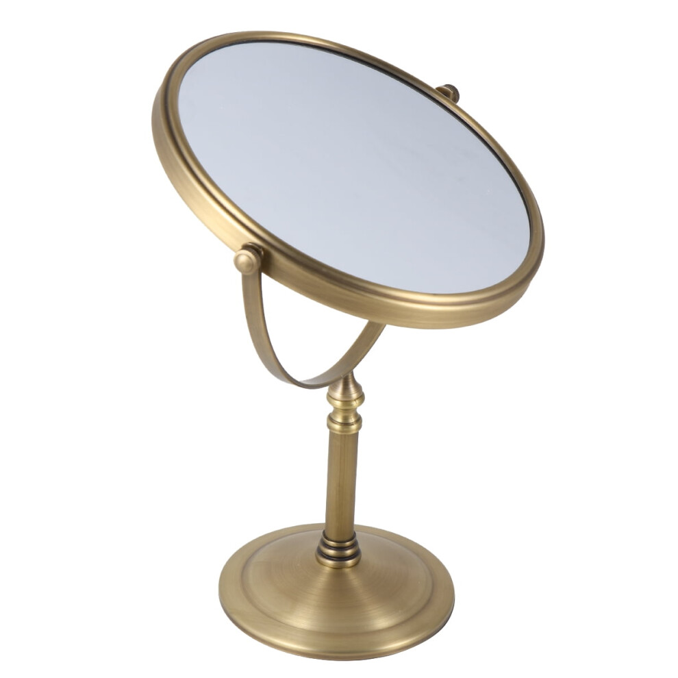 Table Makeup Mirror with 3X Magnification, Anti- Base, Golden Metal Frame, Portable Vanity Mirror for Dressing
