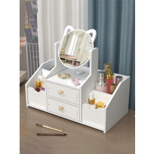 Witte houten make-up organizer met lades en spiegel