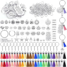 350Pcs Keychain Making Supplies: Zinc Alloy Charms, Leather Tassels, DIY Jewelry Kit for Adults & Teens – Compatible with Craft Projects