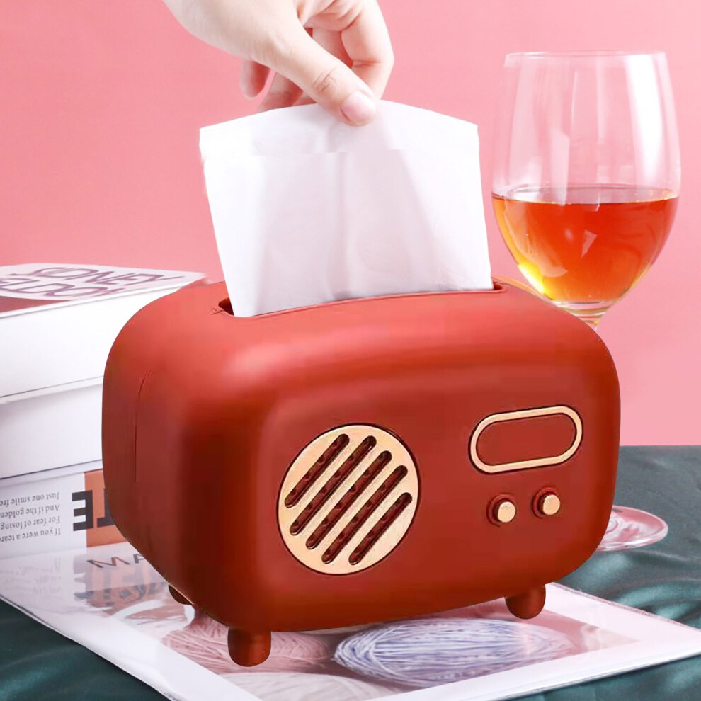 Rectangular Red Plastic Tissue Box Cover