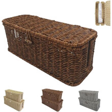 Boîte de rangement pour câbles en rotin tressé à la main – Café, L