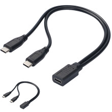 USB-C splitterkabel 1 naar 2, 30 cm, metaalversterkt