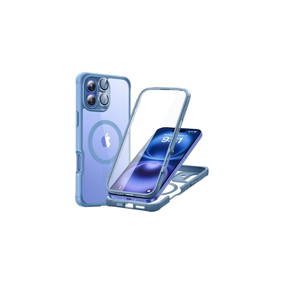Iphone 16 Case Compatible With MagsafeâMilitary-Grade Drop Proof, Built-In 9H+ Tempered Glass, Armor Series, Clear Blue 9178400115509
