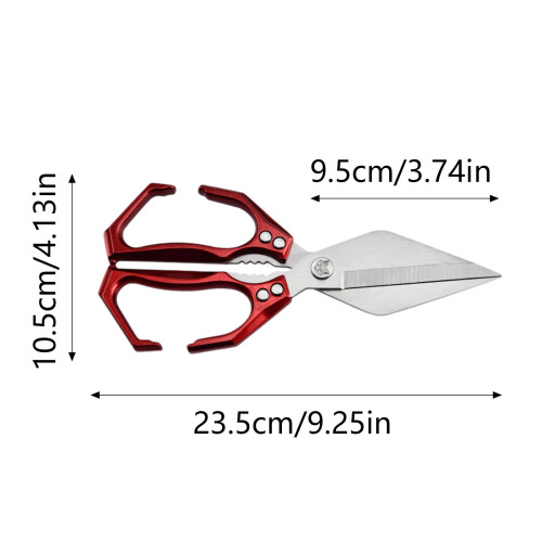 Ciseaux de cuisine en acier inoxydable rouge 23,5 x 10,5 cm 2