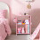 Pink nightstand with hooks and holder 1 piece 3