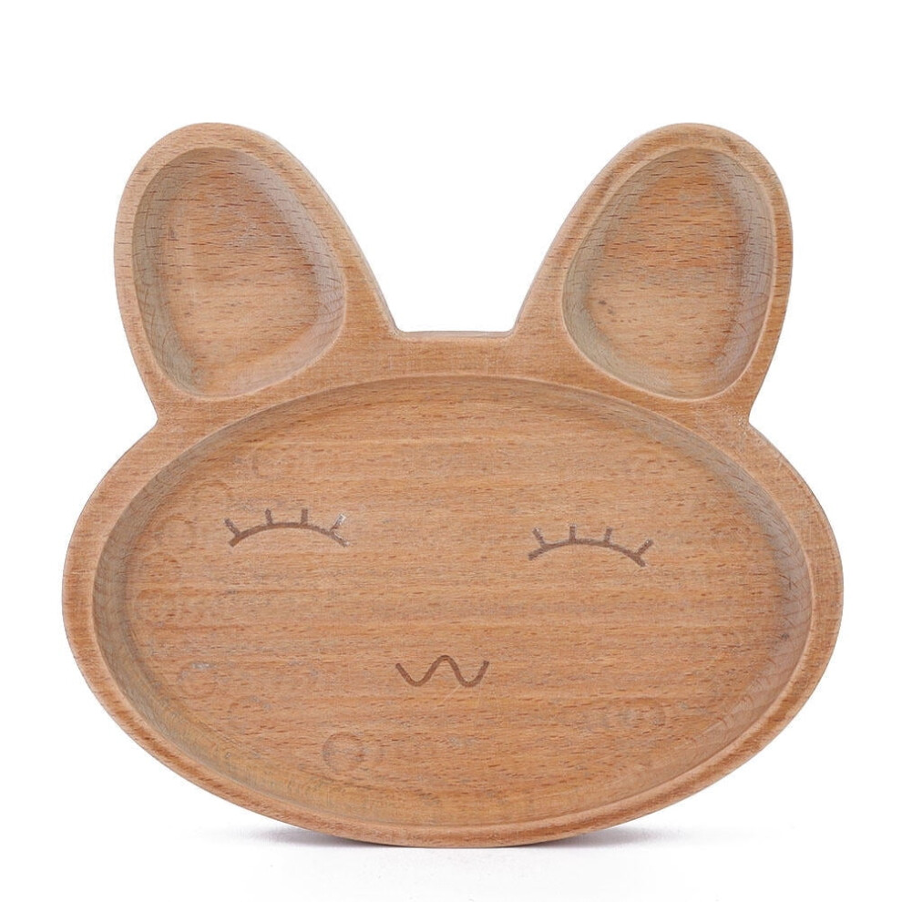 Maple Wood Rabbit‑Themed Split Plate – Cute, Safe, Divided Serving Tray for Kids, Snacks & Gifts
