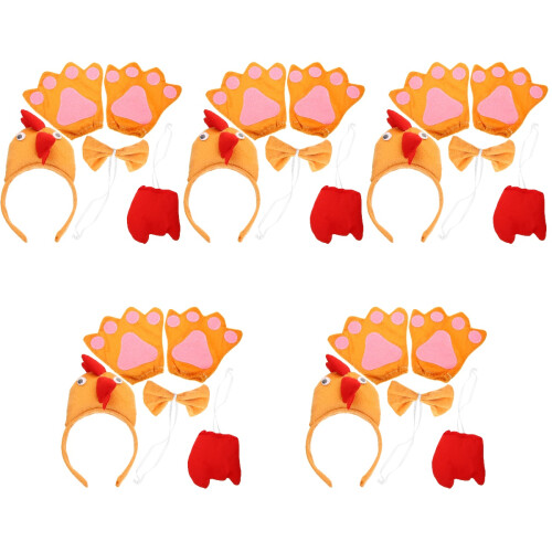 5Sets Hühnchen Party Set Haarschmuck Fliege Bunt Kinder Karneval 1