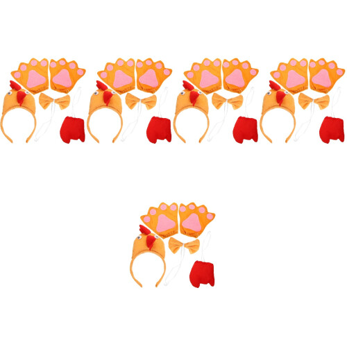 5Sets Hühnchen Party Set Haarschmuck Fliege Bunt Kinder Karneval 2