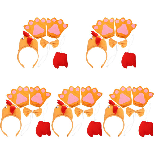 5Sets Hühnchen Party Set Haarschmuck Fliege Bunt Kinder Karneval