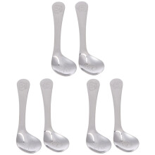 6Pcs Ergonomic Stainless Steel Baby Spoons Silver Cartoon Serving Set