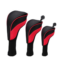 (Red)3 pièces col long club de golf manchon de protection extérieur couvre-chefs de club accessoires