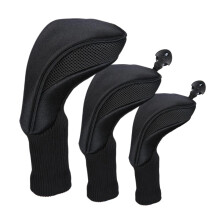(Black)3 pièces col long club de golf manchon de protection extérieur couvre-chefs de club accessoires