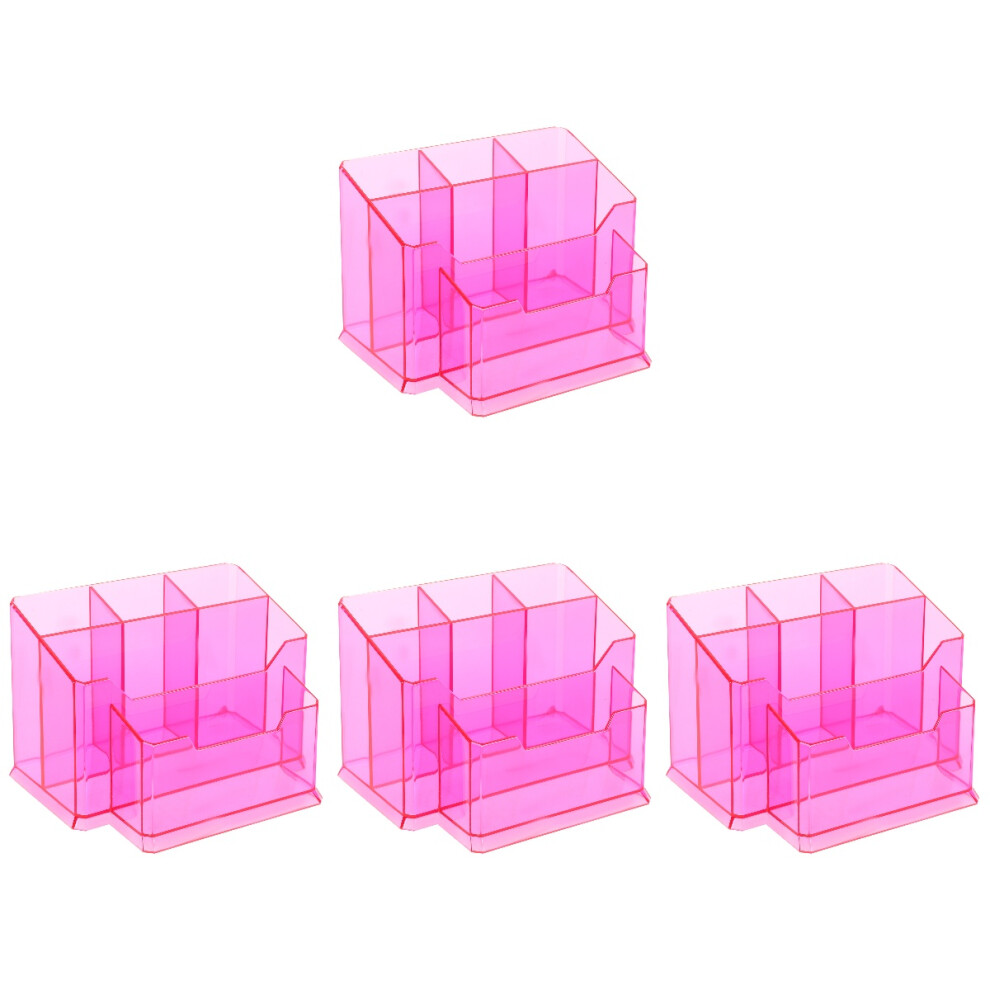 Villcase 4Pcs Rosy Acrylic Nail Brush Organizer Makeup Holder With Stable Base