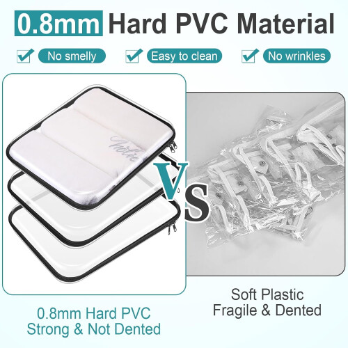 3 Pcs Clear Hard Zipper Case Plastic Pouch for Cosmetics, Travel Organizer, Documents, Electronics 2