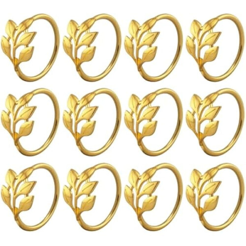 Ronds de serviette à la feuille d'or, lot de 12