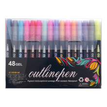 Konturpennor med glitter48 färger7,2x5,3 tum