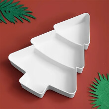 Plateau à goûter sapin de Noël en plastique à 3 compartiments