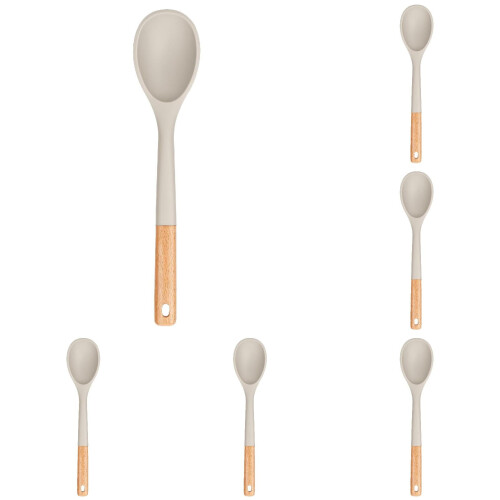 Cuchara de cocina de silicona con mango de madera, 33 cm.