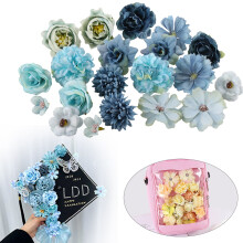 Mini Fabric Rose Heads – Assorted Blue Artificial