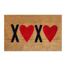Tapis de porte en fibre de coco à motif cœur, 60 x 40 cm, antidérapant