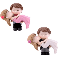 Valentine's Day & Wedding Cake Topper – Bride & Groom Resin Figures (2pcs), Compatible with 3-inch cakes