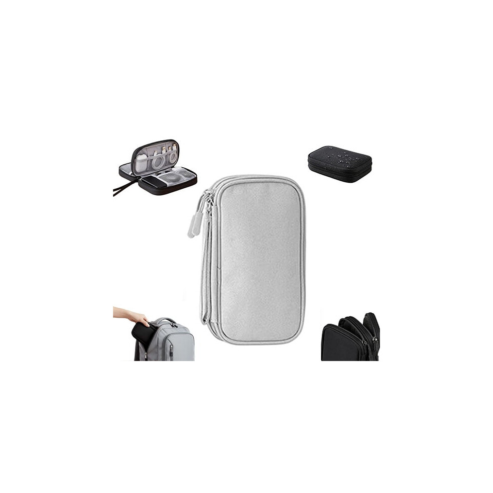 Travel Cable Organizer Pouch With Dual Compartment & Zipper Â Double-Layer Storage Bag For Cords, Chargers, Accessories 9178400130083