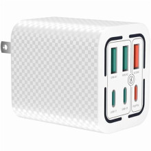 50 W-os USB-C fali töltő kocka 6 porttal, fehér
