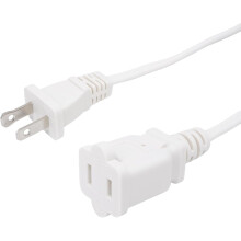 10 FT Polarized 2-Prong Power Cord, NEMA 1-15P to 1-15R, 10A/125V, White Indoor Extension Cable for Small Appliances – Compatible with US Outlets
