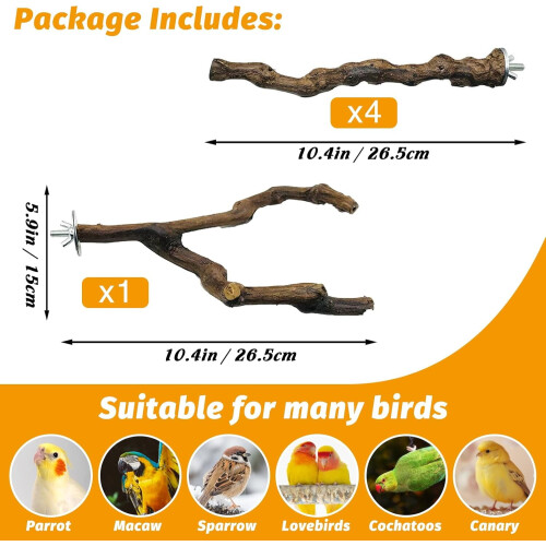 Natural Grapevine Bird Perches for Small Birds 5pcs