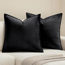 Housse de coussin carrée en velours noir 50 x 50 cm (lot de 2)