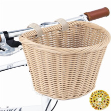Panier avant pour vélo enfant beige tissé à la main avec 50 litres d'eau