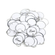 1.5 Inch Round Key Tags, 100 Pack Writable Paper Labels with Metal Edges and Split Rings, Durable Lightweight Key Identifiers for Organization, White
