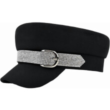 Chauffeur Hat, Sailor Newsboy Cap with Rhinestones – Cotton Flat Cap for Women & Men, Costume Hat Compatible with Vintage Styles