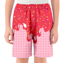 Childrens Casual Ice Print Shorts Baseball Elastic Waistband with Pocket for Boys Girls 2 14 Years Playwear,Z01 Red,7-8 Years