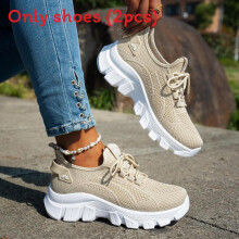 (Khaki,38)Zapatillas cómodas transpirables de malla para mujer con plantilla Eva para salidas informales