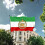 Irans lejon- och solflagga 12x1,8 m dubbelsidig polyester 2