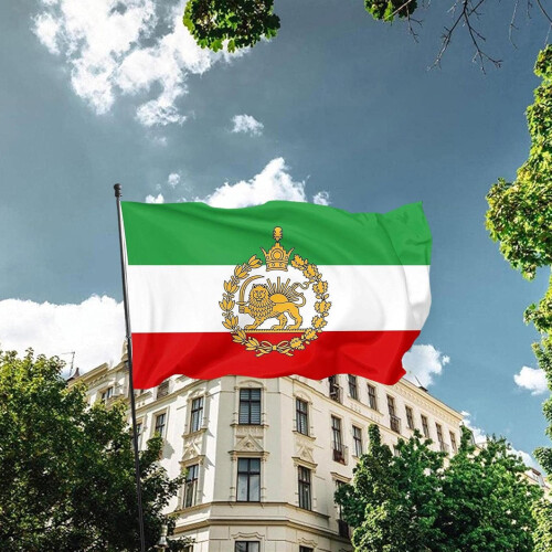 Irans lejon- och solflagga 12x1,8 m dubbelsidig polyester 1