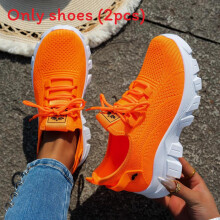 (Orange,41)Zapatillas cómodas transpirables de malla para mujer con plantilla Eva para salidas informales