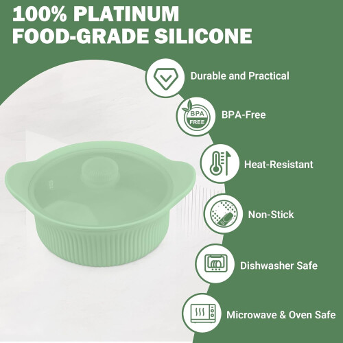 Panier vapeur en silicone pour micro-ondes – Vert, 600 ml 2