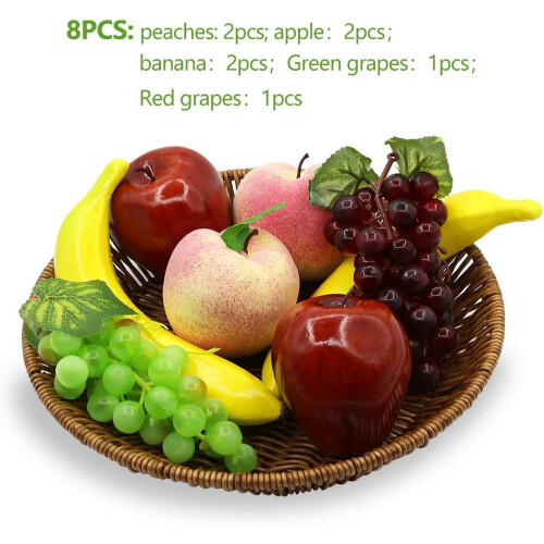 Set di frutta finta realistica – 8 pezzi in plastica decorativa 1