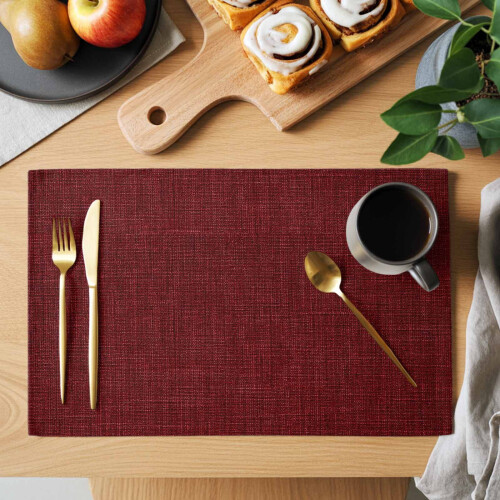 Weinrote Polyester-Tischsets, 12er-Set 1
