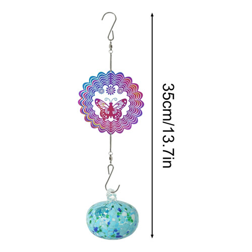 Hummingbird-Shaped Hanging Bird Feeder with Wind Chime and 1