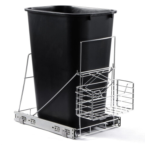 Adjustable Pull Out Under Cabinet Trash Can Rack Fit 7-11Gal Removable Basket for Kitchen Sink 1