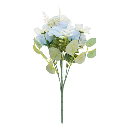 7-Head Artificial Hibiscus Bridal Bouquet Light Blue 1